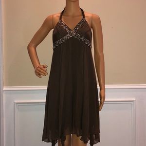 BCBG sequin embellished halter dress